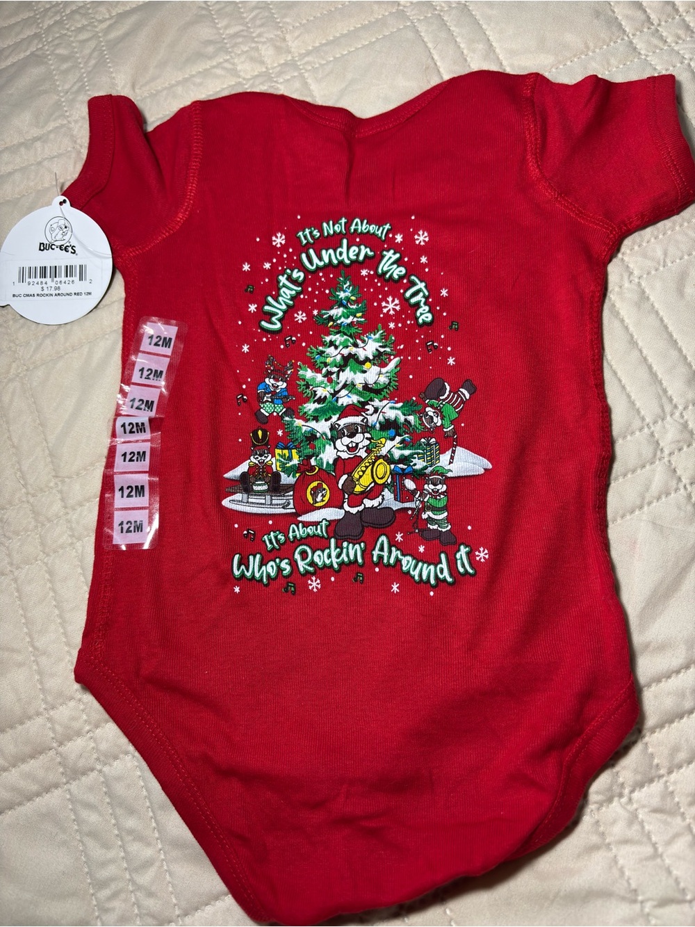 Buc-ee’s 12M Holiday “What’s Under the Tree…”Baby Onesie